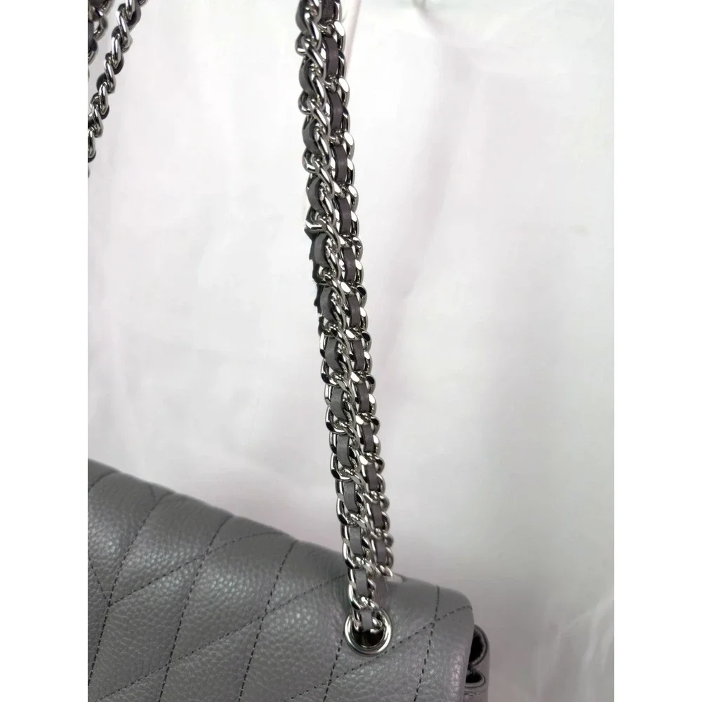 Karl Lagerfeld Paris Gray Quilted Chain Shoulder Flap Turn Lock Purse With DB!